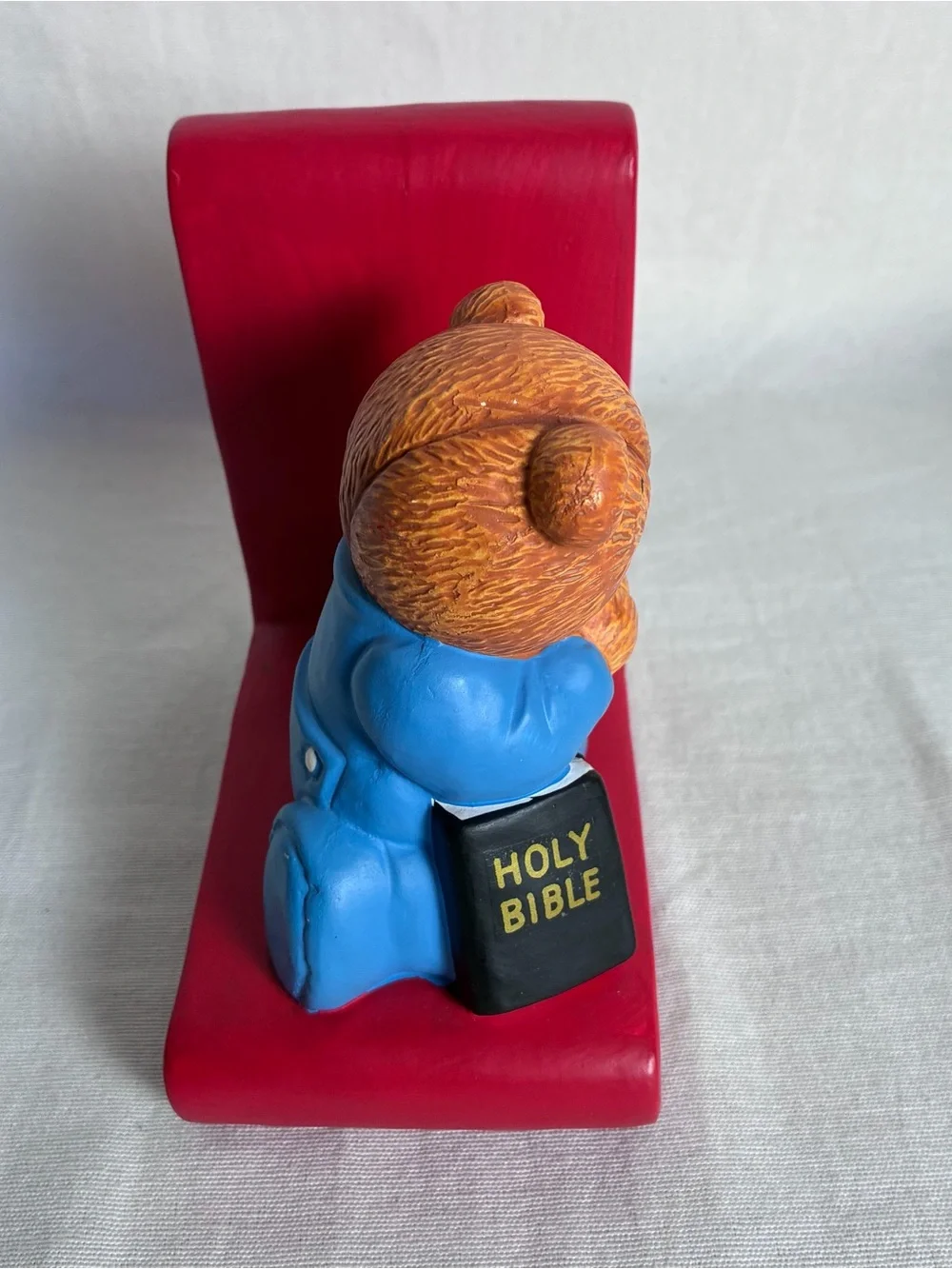 Enesco Blue and Pink Bear Bookend Pair with Red Book Bases